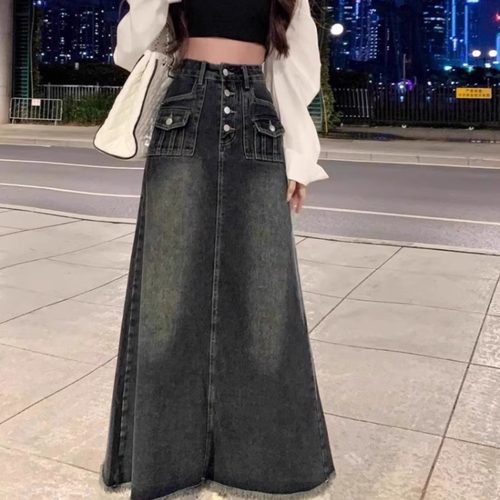 YS媛森2025美式复古a字半身裙