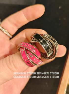 SHANCAI | 珐琅烤漆三环缠绕土星戒指朋克酷妹辣妹小众情侣指环