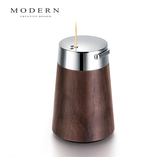 摩登MODERN原创轻奢胡桃木按压防尘防灰密封牙签盒简约装饰居家饰