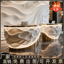 公司前台接待台 美容院前台简约现代酒店收银台轻奢烤漆吧台新中式