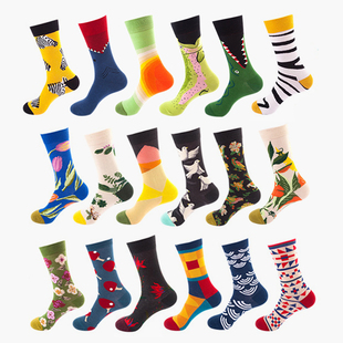 法式 油画袜长筒男女街头袜子 复古文艺袜子艺术潮流创意欧美个性