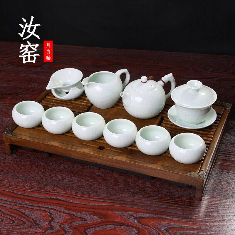 汝窑茶具套装冰裂餐具喝茶家用现代简约6只装汝瓷瓷器正品