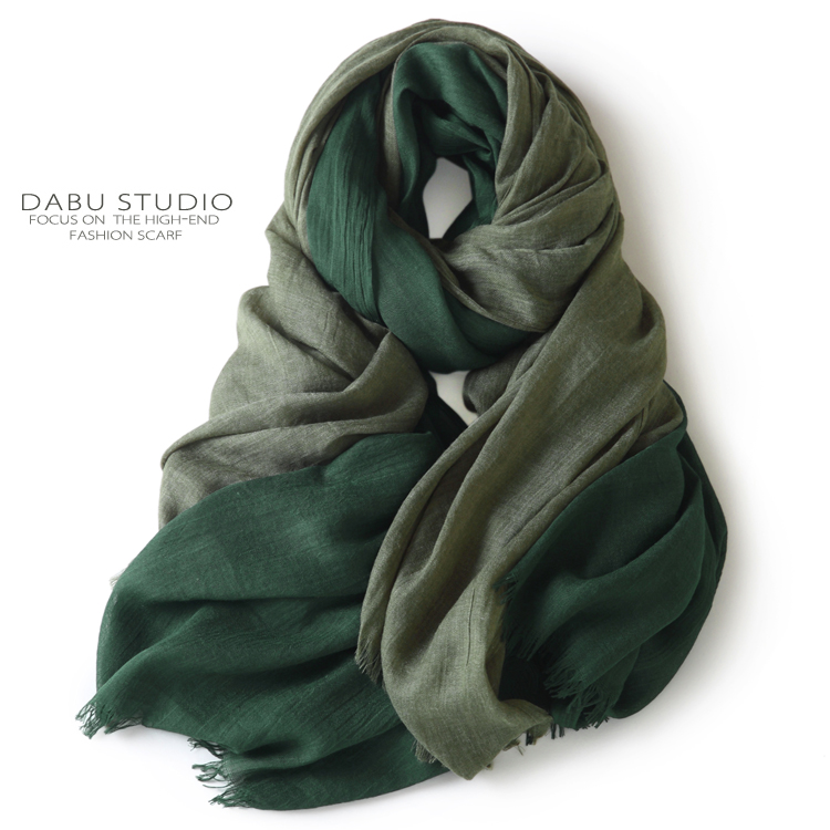 纯正深绿色棉质柔滑大尺寸围巾