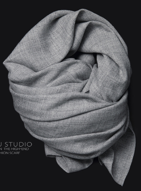 注定高端!隐约夹花更篙级浅灰纯色无静电冬季仿羊绒围巾披巾男女