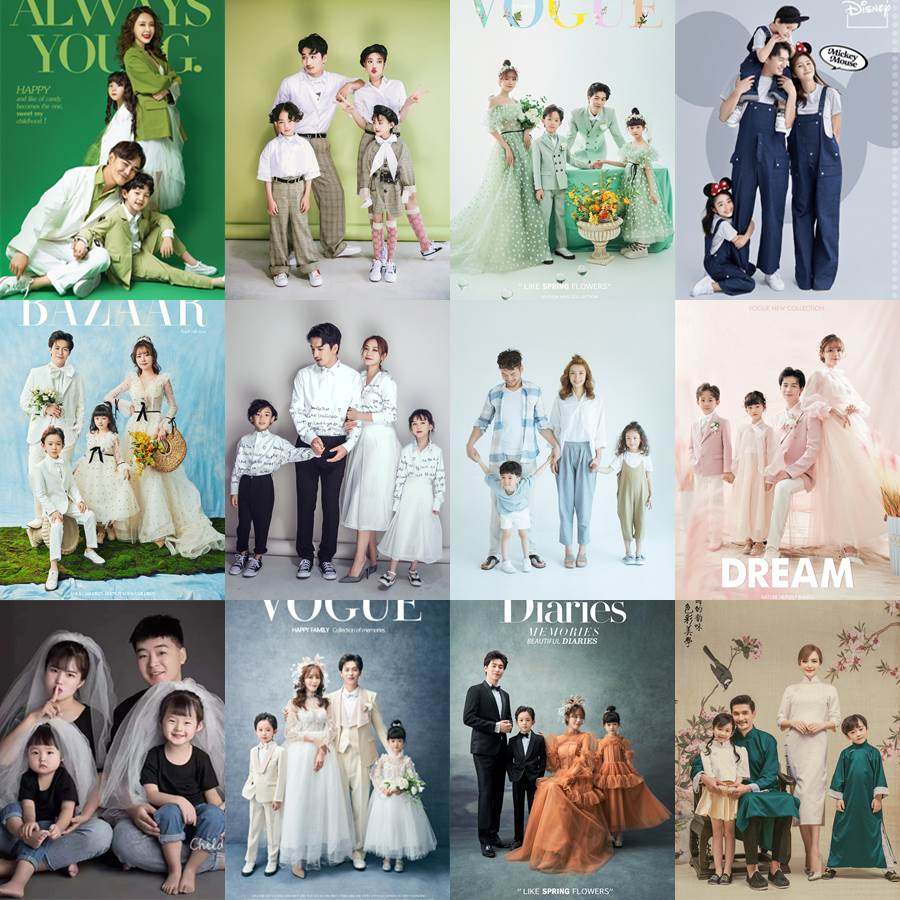 2款022新影楼亲装儿子童摄口影服装一家四艺术拍照写真服中衣国风