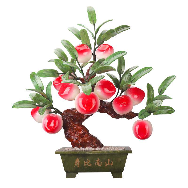 天玉中石雕寿客厅家居然饰品玉雕桃蟠桃工艺品新式刻玉工艺品摆件