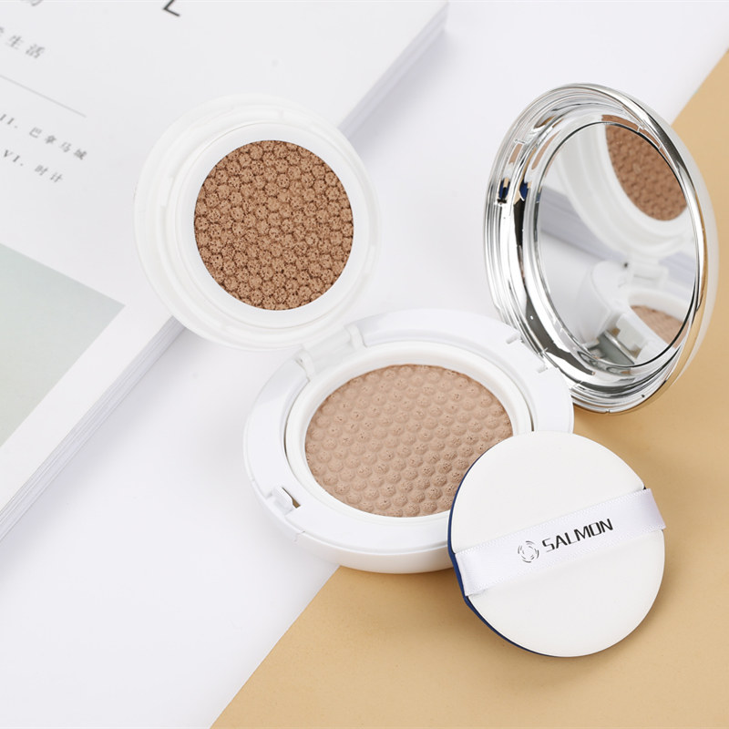 日本salmon鲑鱼气垫水光双层cc霜遮瑕保湿滋润提亮隔离bb粉底新版