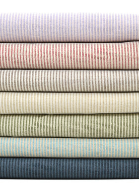 复古微磨毛细条纹面料 41113 T30C70磨绒衬衫娃衣布料手工DIY