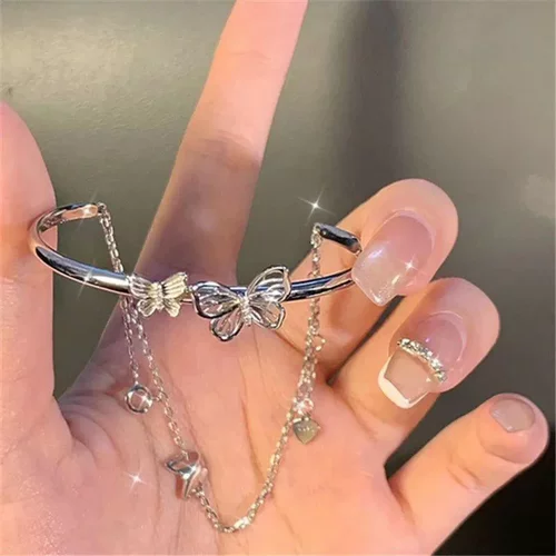 鞠婧祎同款手链蝴蝶手链条甜美百搭气质高级感手镯爱心闺蜜手镯