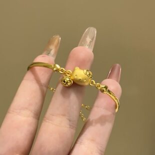 新款金色Kitty猫手镯甜美公主风手链女小众设计时尚百搭气质手饰