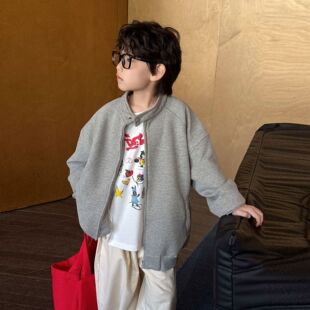 男童春秋装外套韩版帅气2026新款儿童宽松开衫潮酷T恤卫衣套装