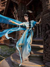 Китайцы одежда наборы 十三余小豆蔻儿[茉莉的宝盒]异域风烫金披帛腰链汉服2023新款女夏