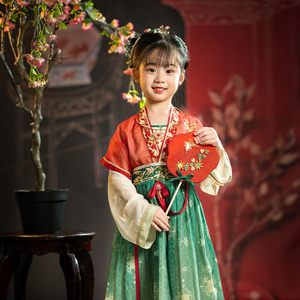 十三余小豆蔻儿[灯花戏鱼-中国奇谭联名]绣花女童吊带连衣裙童装