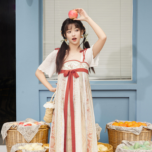 十三余小豆蔻儿[小园华宴]2024春季新款刺绣撞色条纹齐胸连衣裙女
