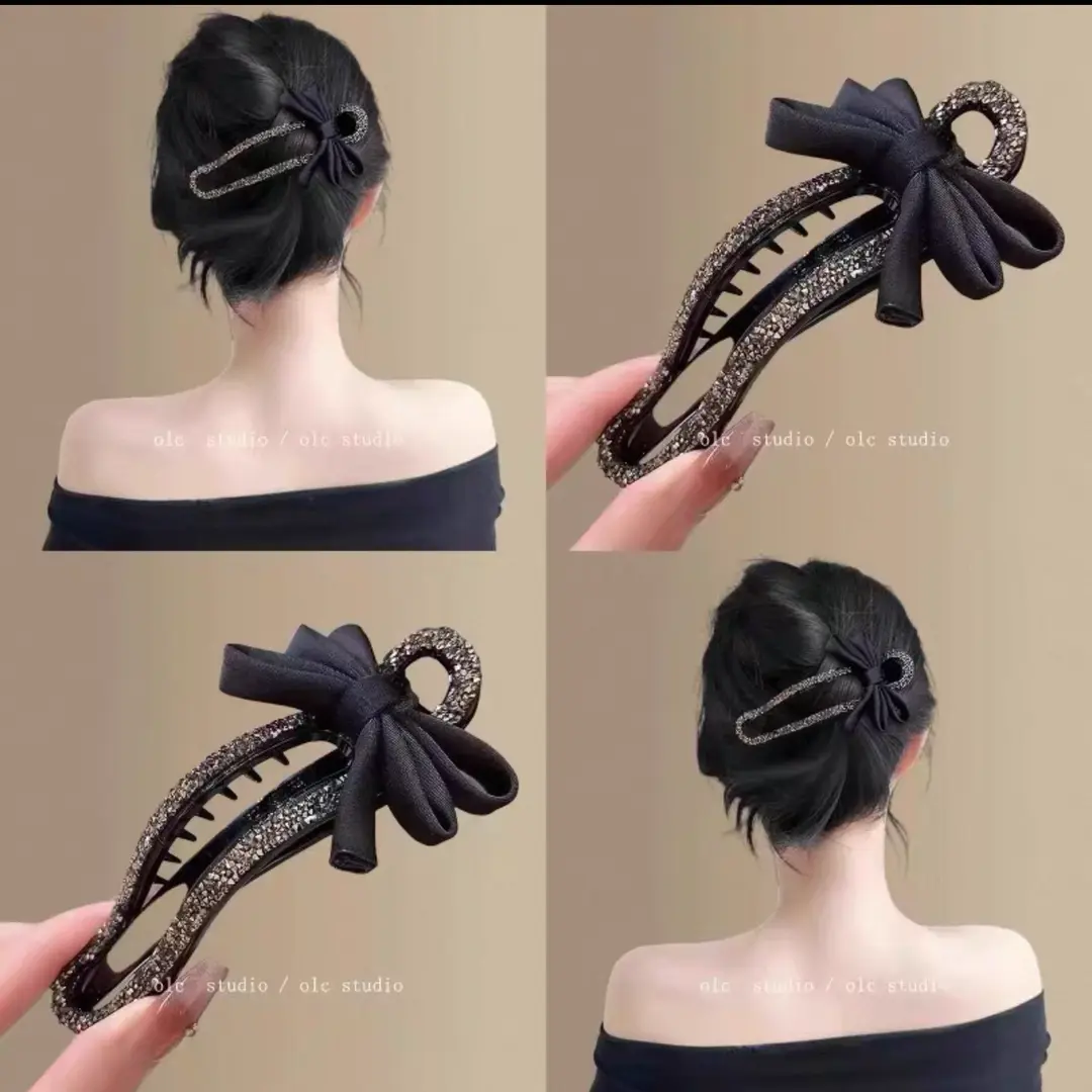 气质碎钻蝴蝶结发卡抓夹女后脑勺懒人盘发神器鸭嘴夹一字夹子头饰,饰品/流行首饰/时尚饰品新,发饰,淘宝优惠券,粉丝福利购,淘宝优惠卷