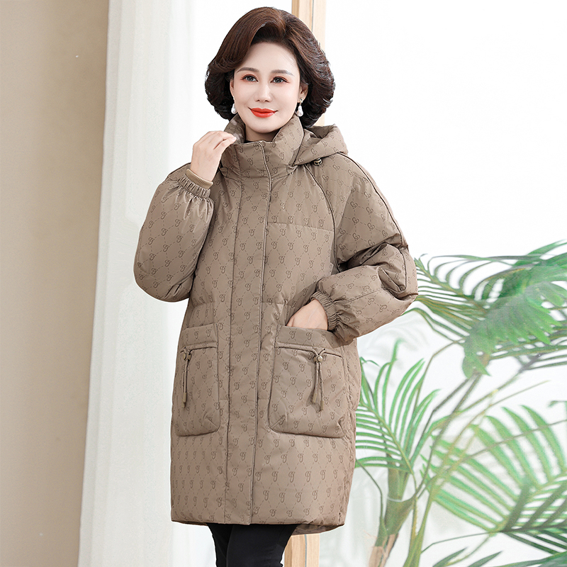 妈妈装中长款加厚羽绒服