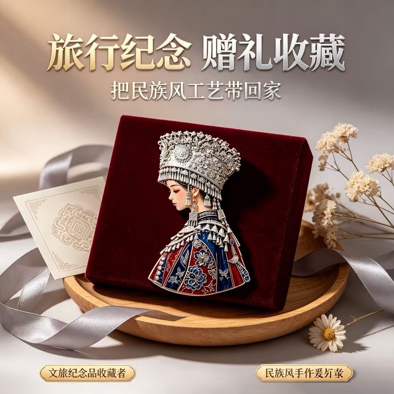 复古少数民族风冰箱贴金属文创文旅周边冰箱贴可定制景区纪念品