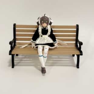 1/12食玩娃娃兵人场景配件公园长椅微缩模型机娘周边figma12分