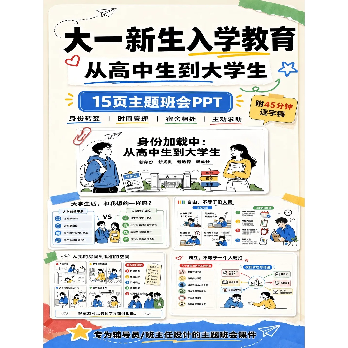新生入学第一课ppt/新生入学教育/身份转变图片