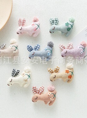 韩版布艺卡通立体小兔子胸针儿童发饰diy配件手机壳包包服装辅料