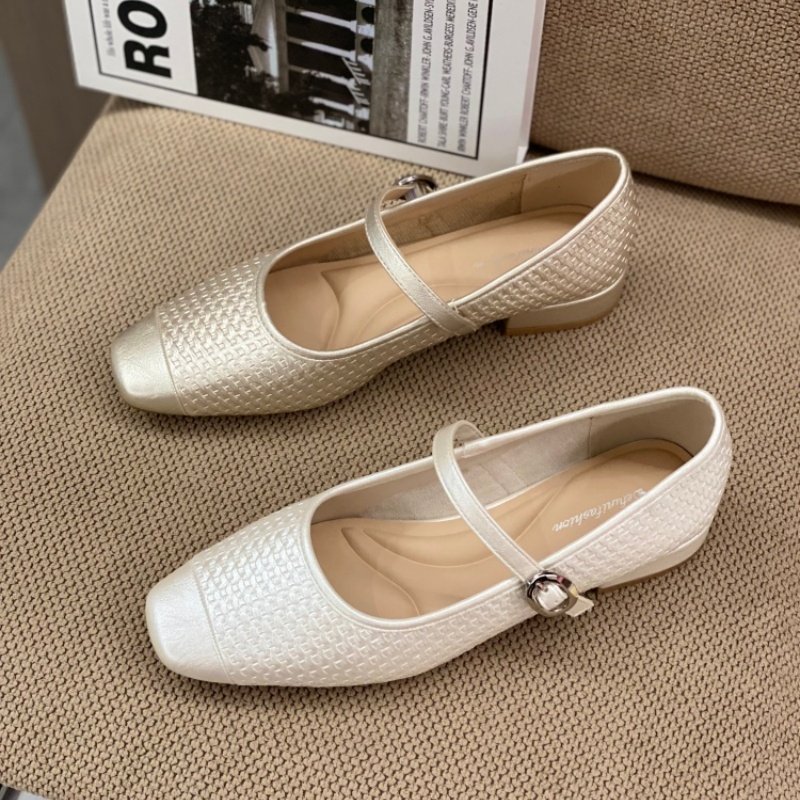 2026新款编织玛丽珍鞋女通勤风浅口休闲平底方头一字带通勤单鞋女,女鞋,玛丽珍鞋,淘宝优惠券,粉丝福利购,淘宝优惠卷