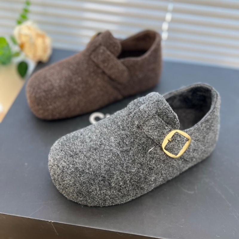 毛绒勃肯鞋女2025冬季新款魔术贴一脚蹬懒人鞋内增高软木底休闲鞋