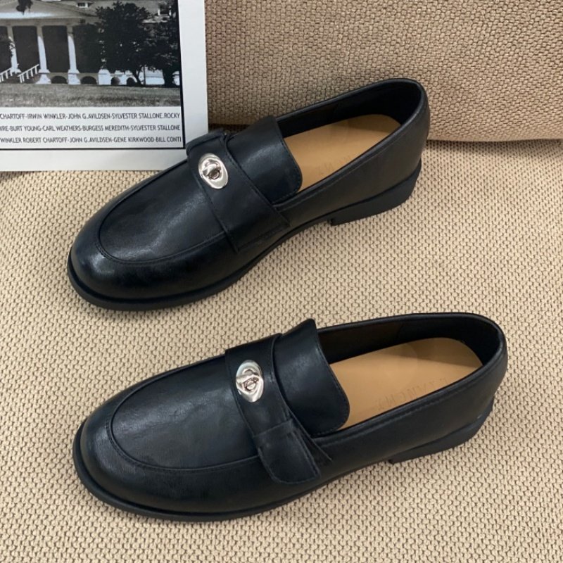 2026春季爆款英伦风乐福鞋女黑色金属扣一脚蹬平底舒适百搭小皮鞋,女鞋,勃肯鞋/软木鞋,淘宝优惠券,粉丝福利购,淘宝优惠卷