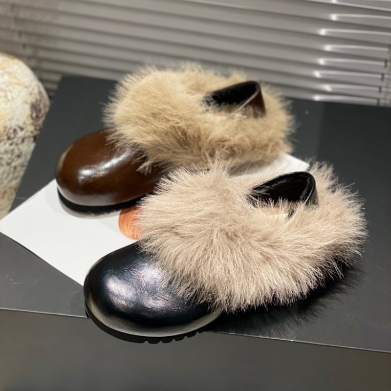 2025新款毛毛勃肯鞋女舒适加绒厚底百搭一脚蹬懒人鞋圆头休闲单鞋