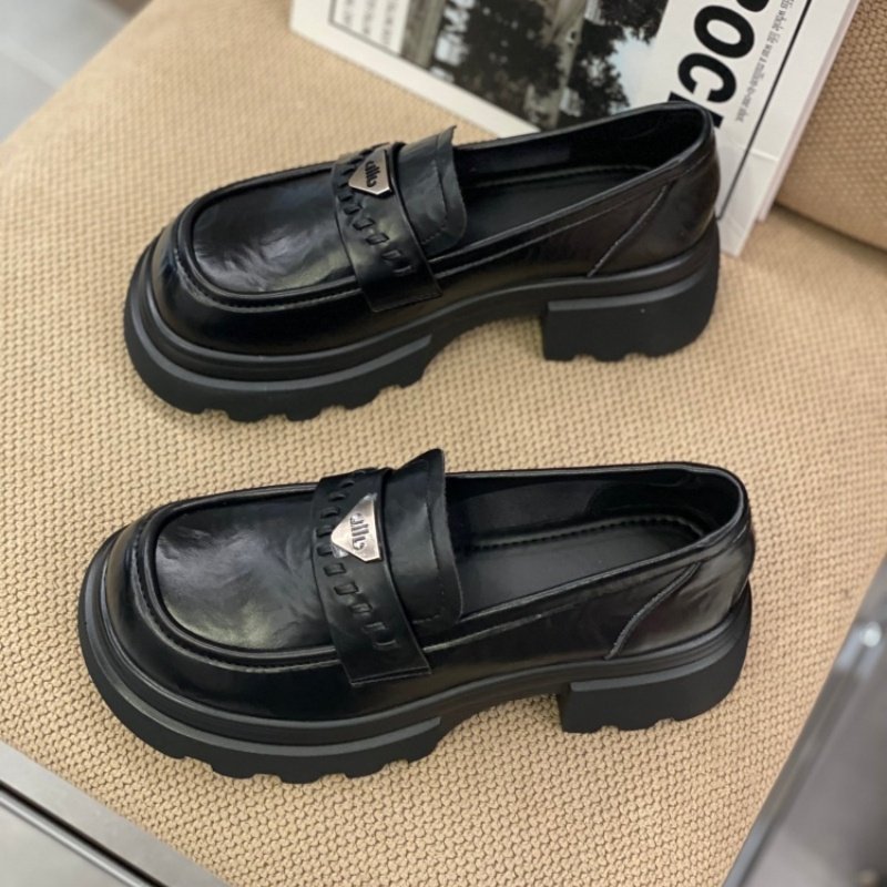 2026春季爆款英伦风厚底乐福鞋女深口单鞋一脚蹬百搭舒适中跟黑色,女鞋,深口单鞋,淘宝优惠券,粉丝福利购,淘宝优惠卷