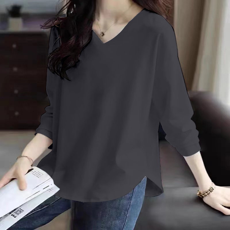 纯棉长袖T恤女春秋薄款时尚洋气