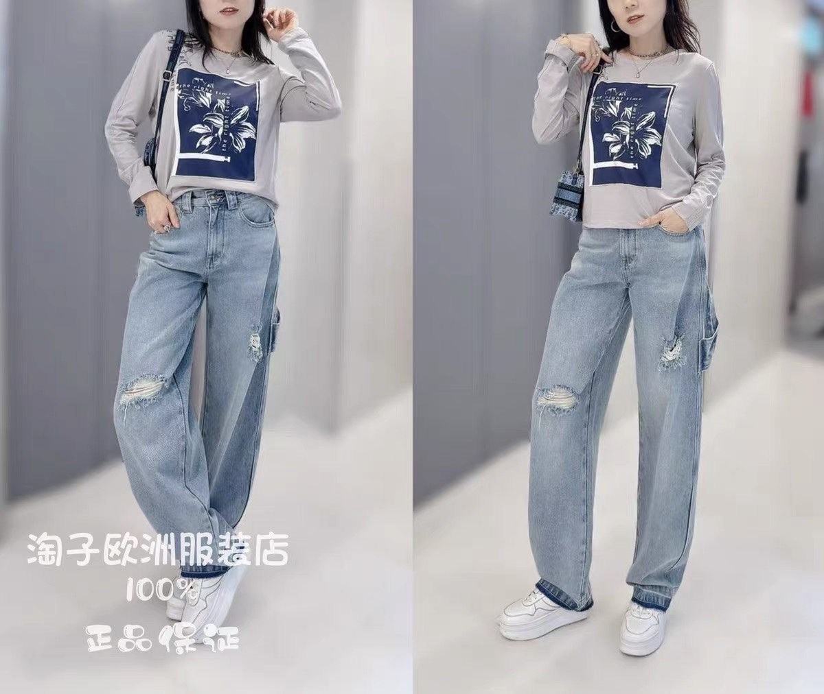 特价意大利品牌dalla a正品撕破感设计毛边裤脚牛仔裤2024秋冬现