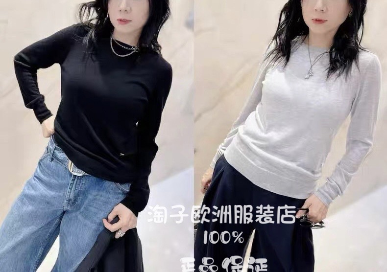 意大利品牌dalla a正品时尚双层领薄款针织套头上衣百搭2025秋冬