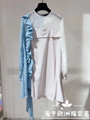 特价意大利品牌vinti andrews正品木耳边不规则连衣裙春夏女现货