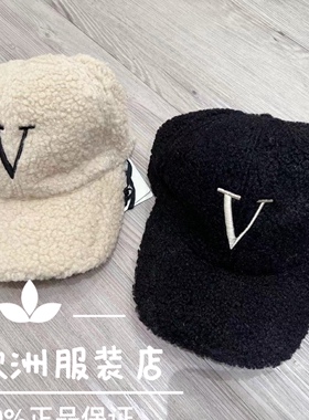 特价意大利品牌vicolo正品字母图案羊羔绒面料鸭舌帽秋冬女装现货