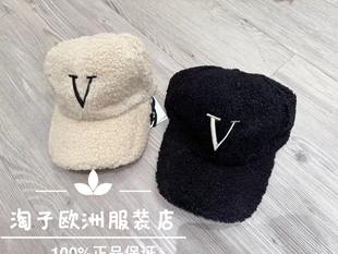 特价 意大利品牌vicolo正品 字母图案羊羔绒面料鸭舌帽2023秋冬现货