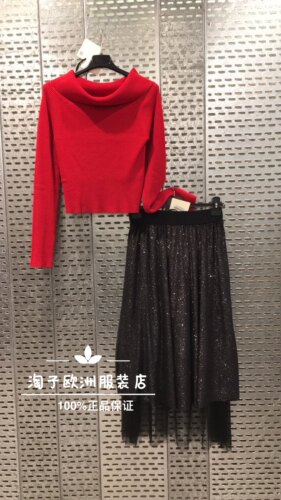 特价意大利品牌vicolo正品荡环领针织短款简约套头上衣秋冬女现货