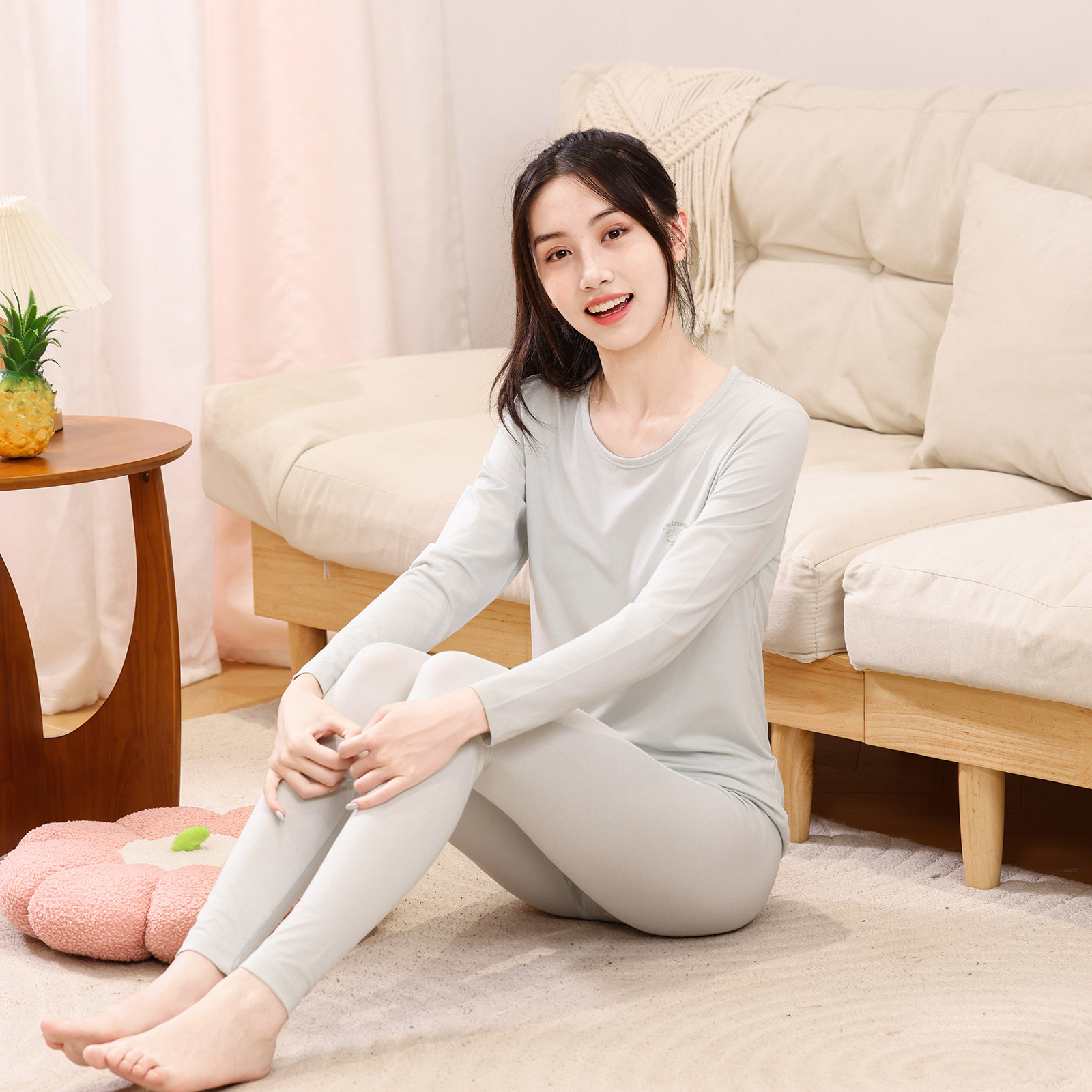 青少年莫代尔棉秋衣秋裤套装女薄内衣套装/秋衣秋裤/