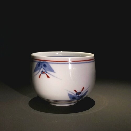 青花釉里红牡丹纹陶瓷小茶杯主人杯手工薄胎茶杯茶具