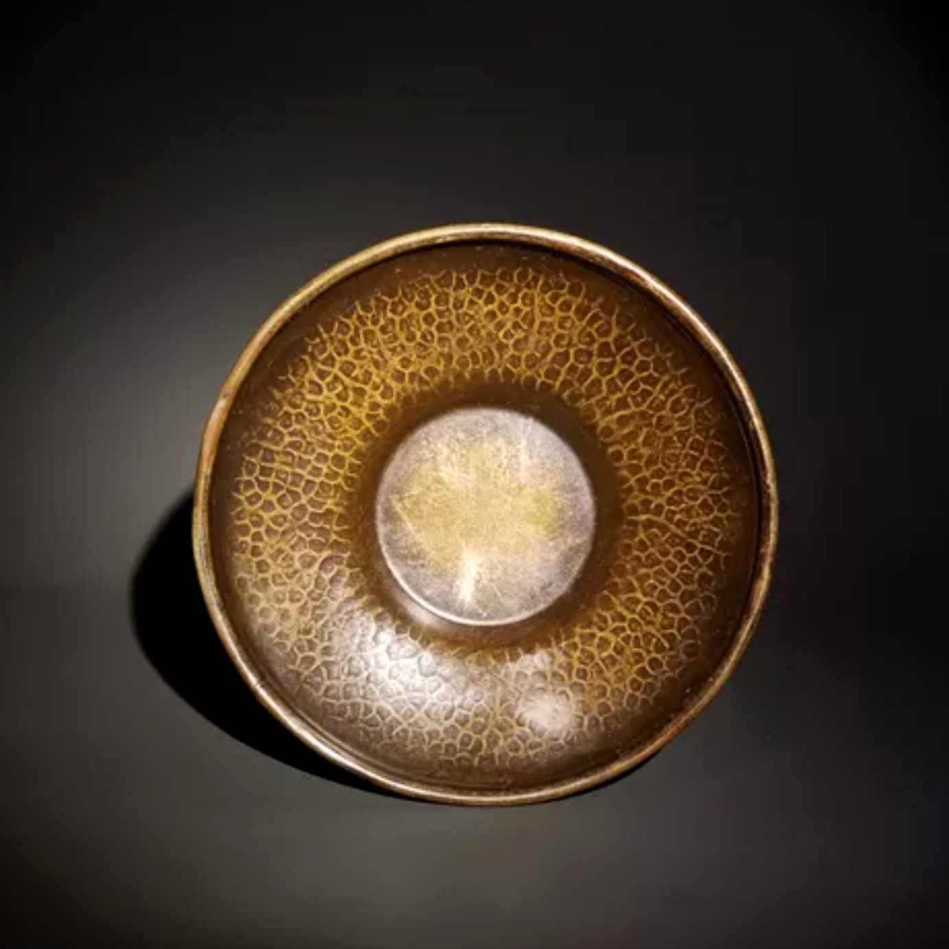 日本进口手工锺目纹复古铜杯垫茶托杯托茶道侘寂茶具老物古美术