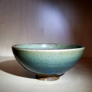 钧瓷茶杯文集窑青釉冰裂纹红斑钧窑茶具古董拍卖会收藏品