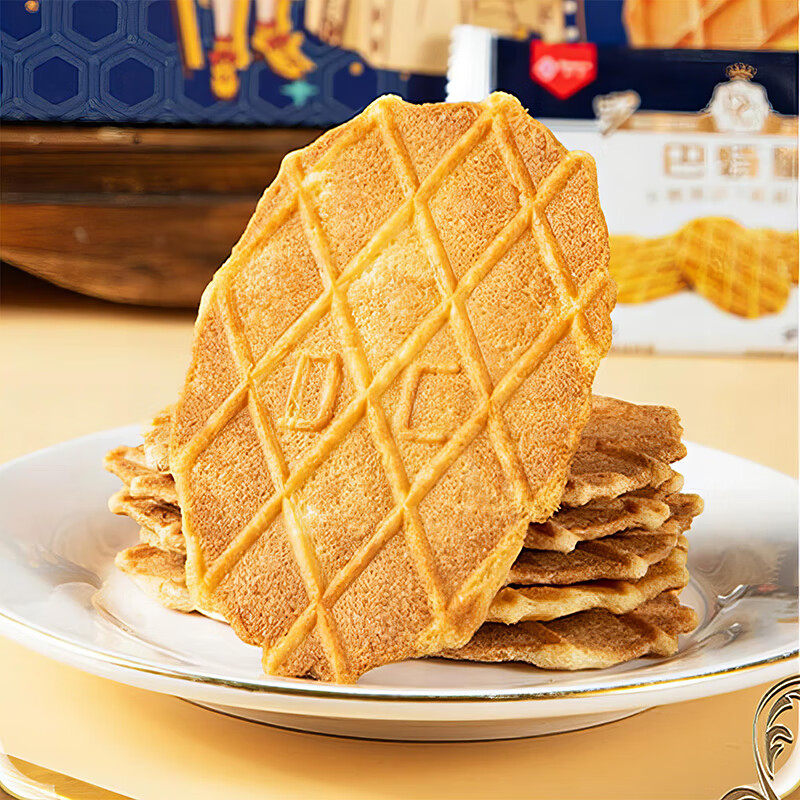 6盒丹夫抹茶巧克力夹心薄脆饼干纯黑巧华夫黄油薄饼脆片小零食43g