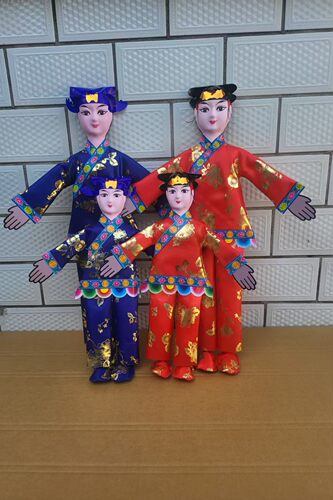 新品纸人童男童女金童玉女绸缎布料棉花填充纯手工制作厂家