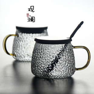 耐高温玻璃水杯男女办公茶杯家用带把牛奶杯花茶杯大容量泡茶杯子