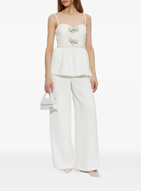 SP纯原2025春夏新款白色小香风钻饰抹胸上衣无袖背心连体裤套装女