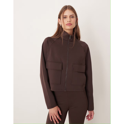 OYSHO透气速干高强度effect面料 宽松半高领拉链短款运动春秋外套