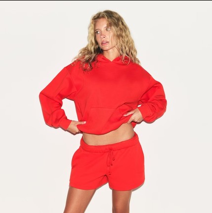 新版skims cotton fleece 越产 隐藏抽绳带口袋宽松抓绒短卫裤