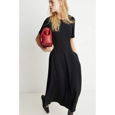 LI*ME高端系 秋冬醇厚双层材质 精致礼服简约设计圆领A字连衣裙