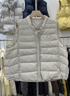 韩系5863时尚百搭显瘦排骨暗扣羽绒马甲女立领无袖舒适外套冬新款