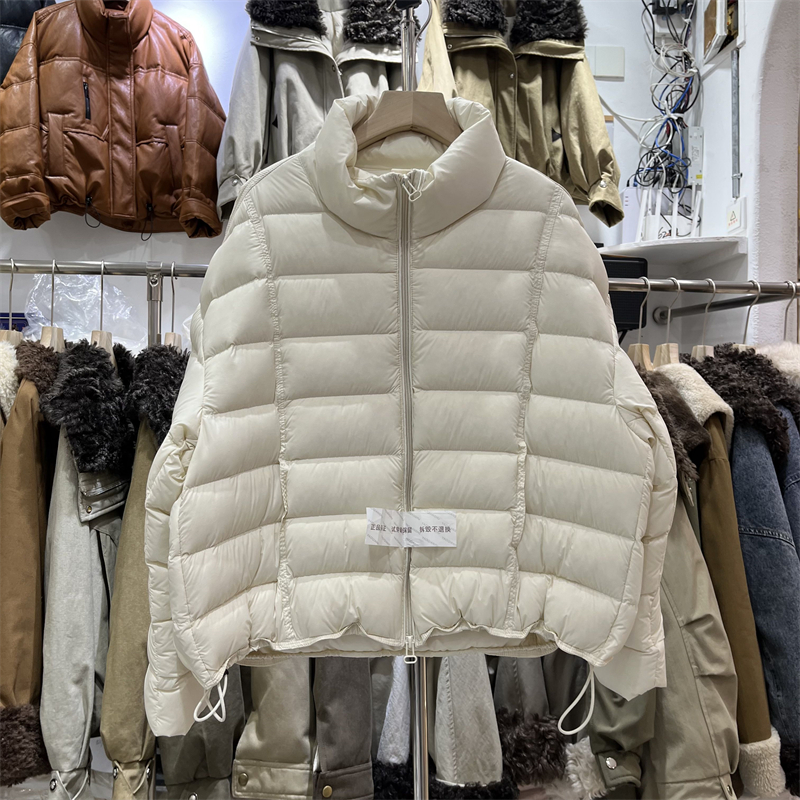 欧洲站立领短款90绒羽绒服女2025冬新款宽松显瘦保暖排骨服外套女