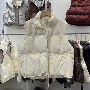 新款 韩系时尚 立领羽绒马甲女宽松保暖白鸭绒背心马夹坎肩2025冬季